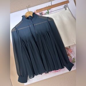 Banana Republic Sheer Emerald Green Blouse